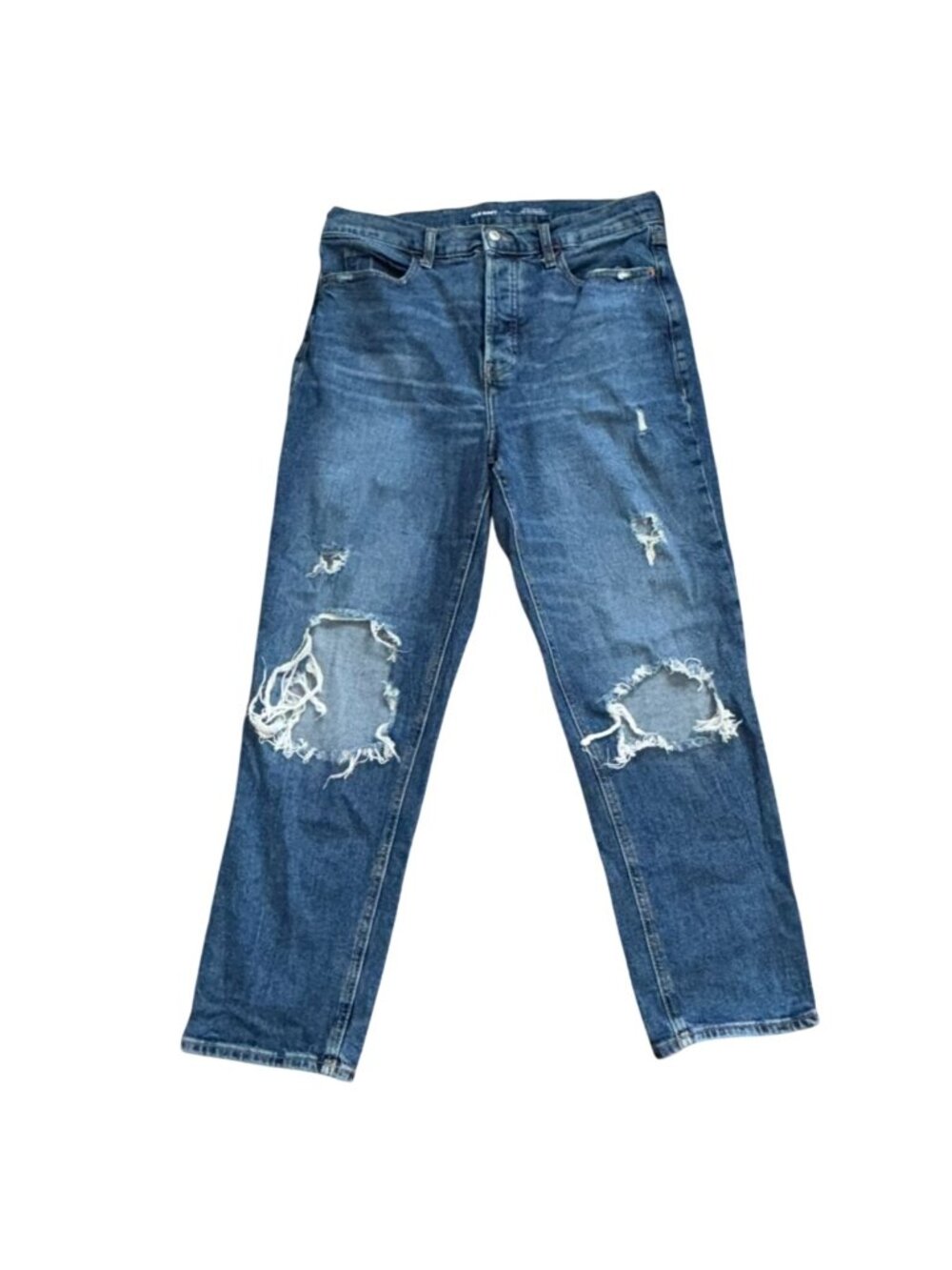 Old Navy Sky-Hi Straight Distressed Denim Jeans-Medium wash-Size 12-GUC